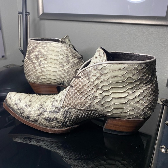 Allen’s Boots Lace-up Python Skinned Ankle Boots - Picture 5 of 8